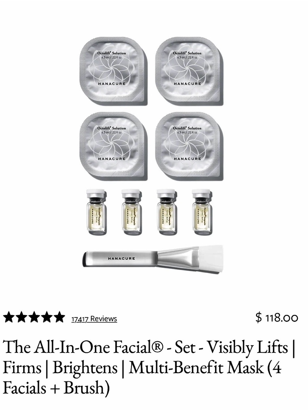 Hanacure/All-In-One Facial Kit/4 Facials/Advanced Home Facial/NWT! NIB! SEALED!